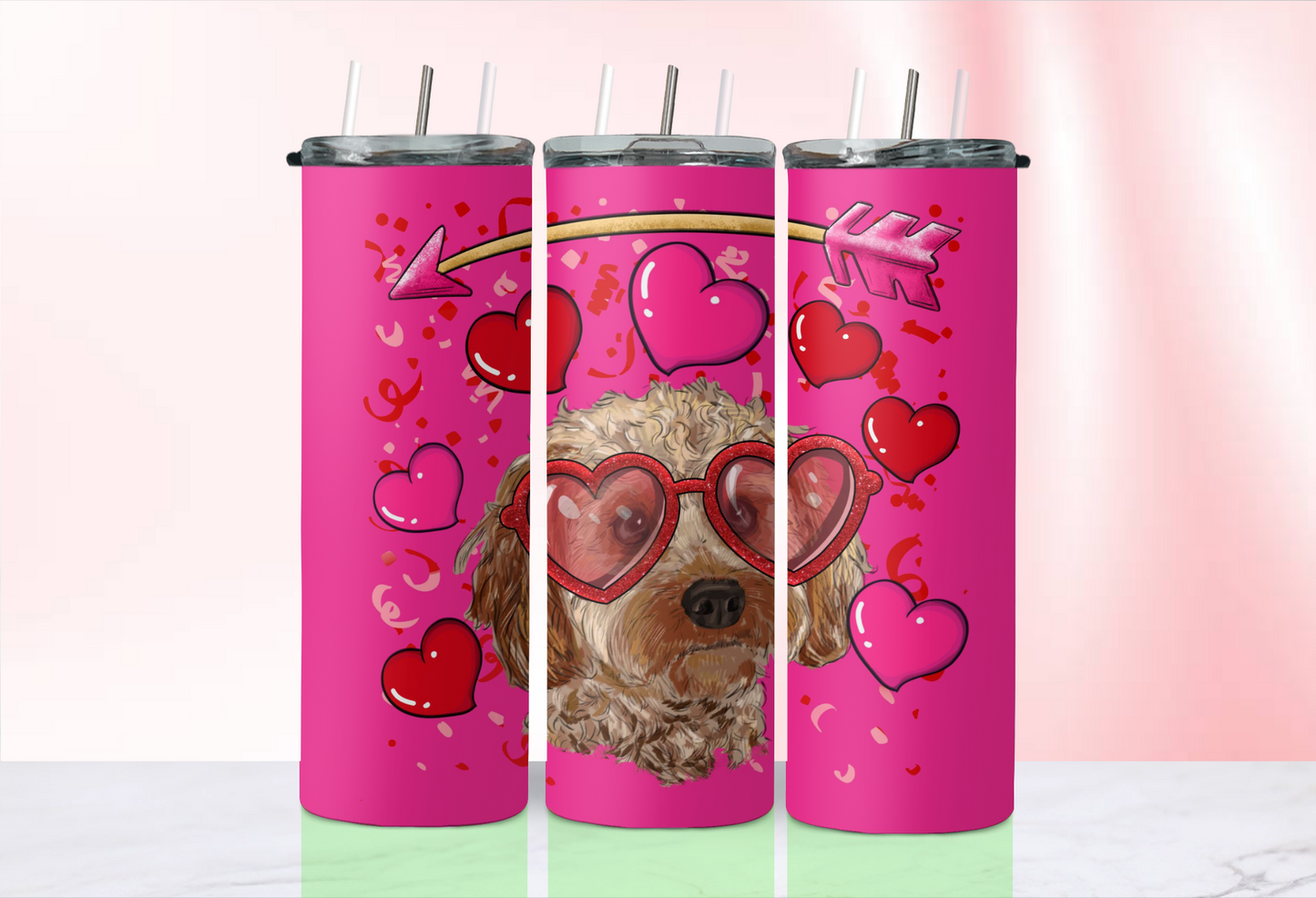 Valentine Dog tumblers