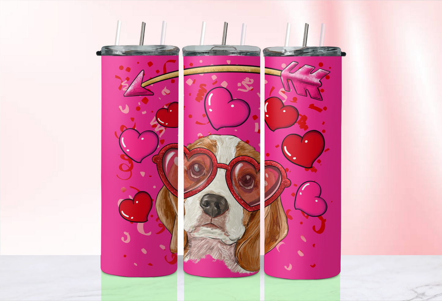 Valentine Dog tumblers