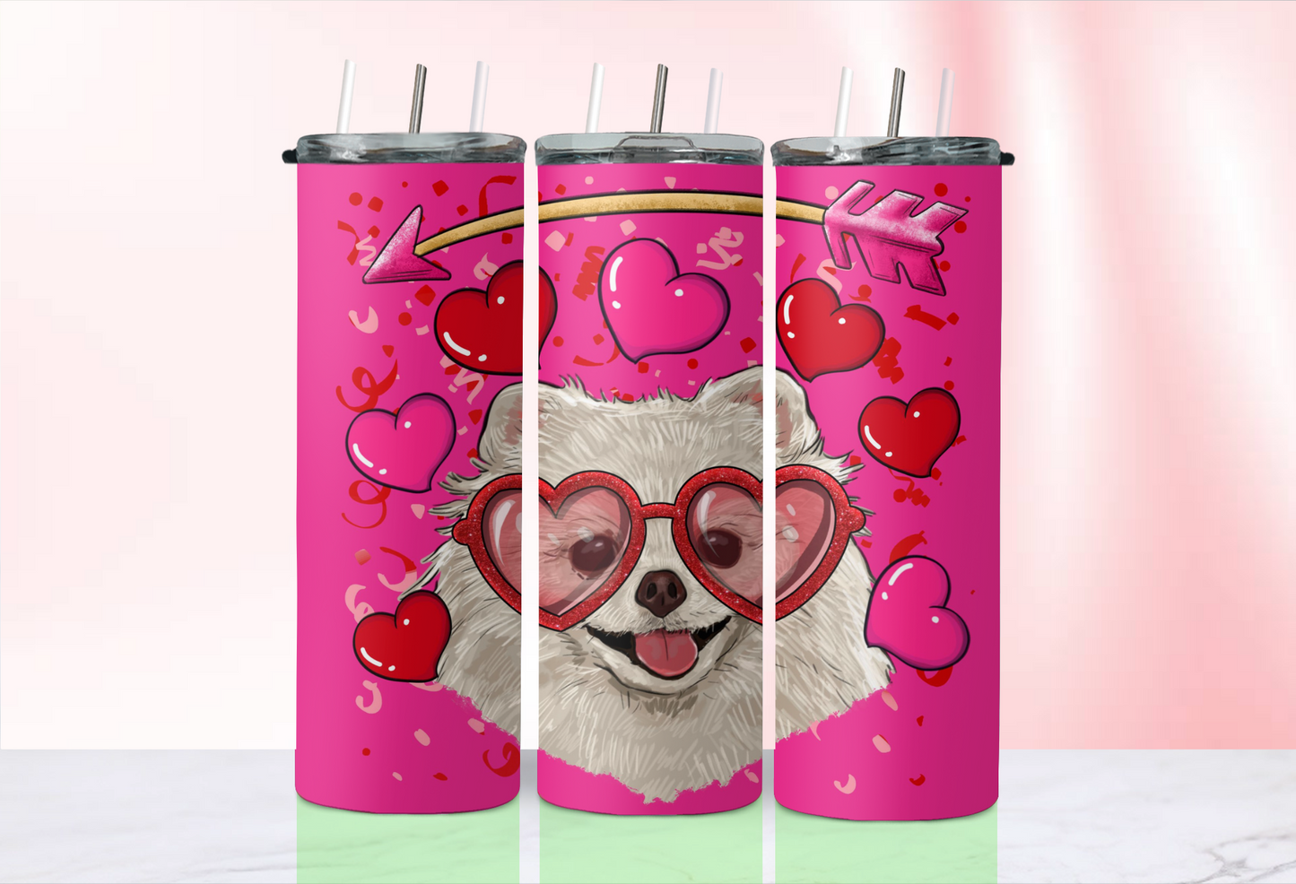 Valentine Dog tumblers