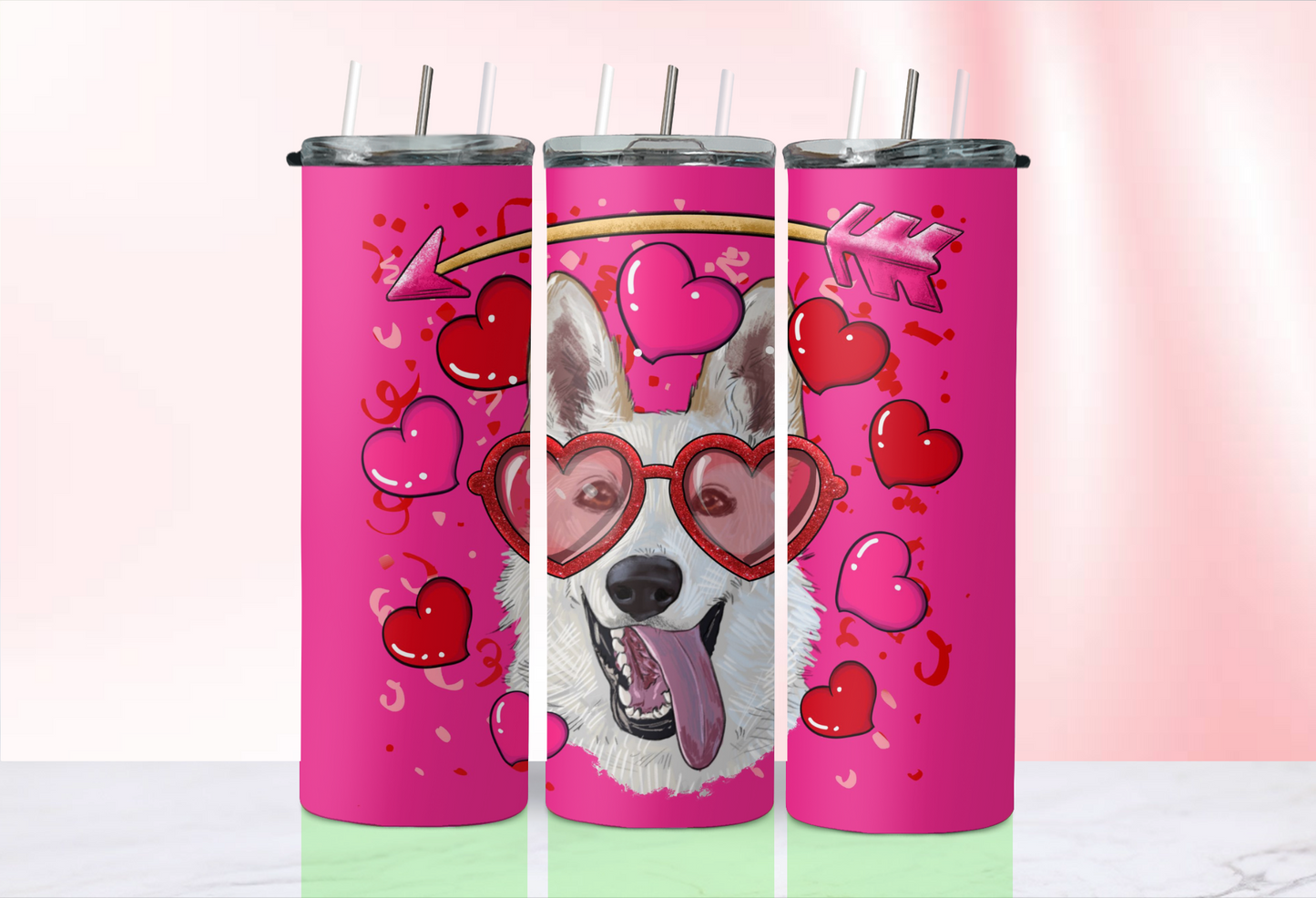 Valentine Dog tumblers