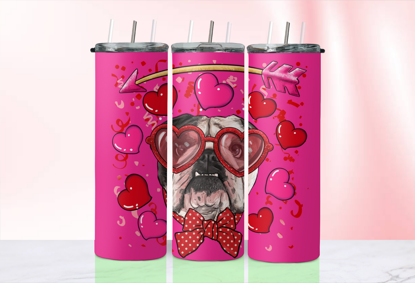 Valentine Dog tumblers