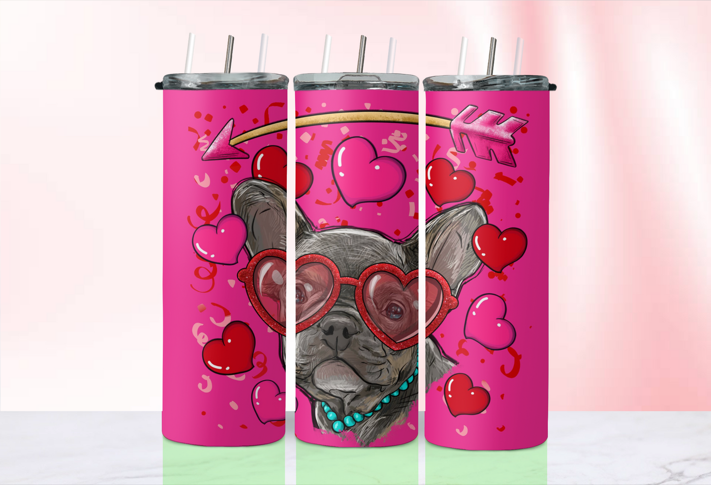 Valentine Dog tumblers