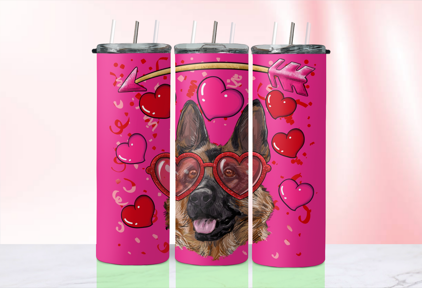 Valentine Dog tumblers