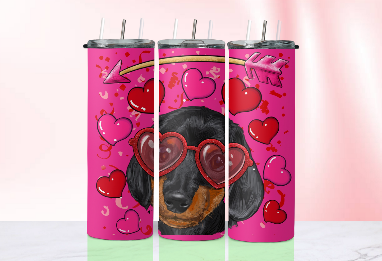 Valentine Dog tumblers