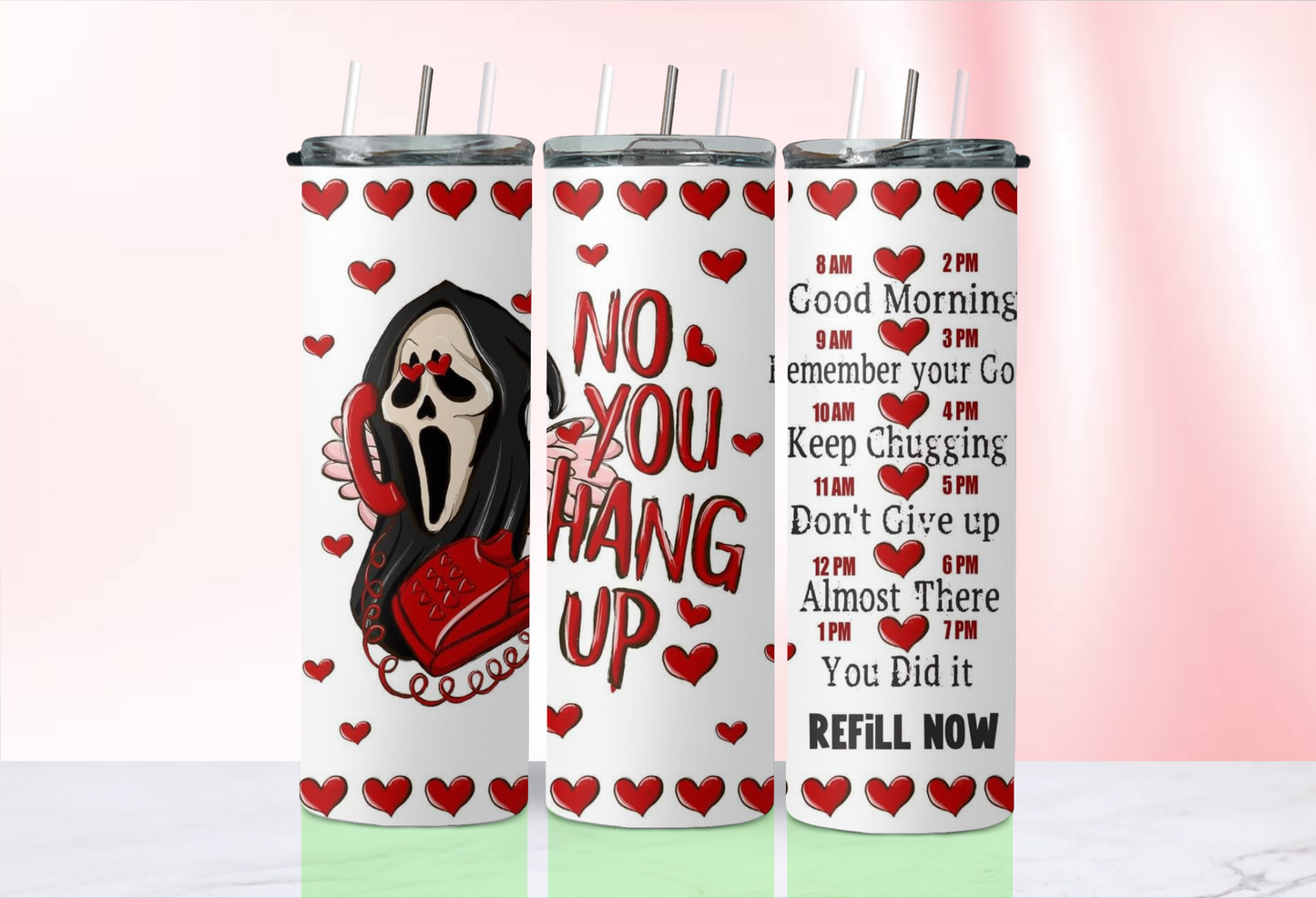 Valentine Horror tumblers