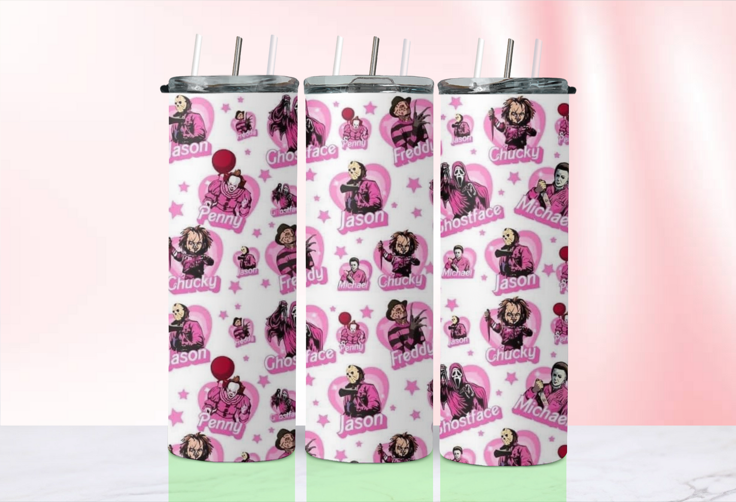 Valentine Horror tumblers