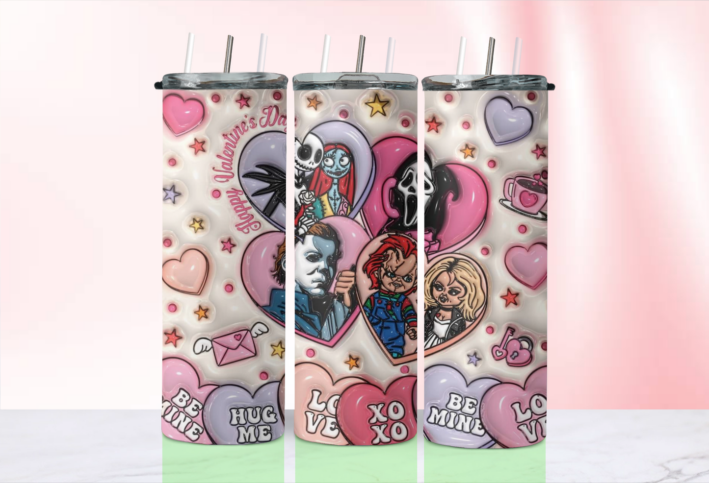 Valentine Horror tumblers