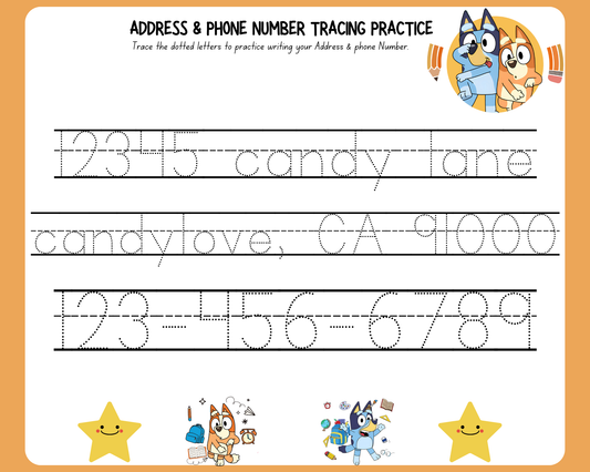 Dry erase Address and Phone number