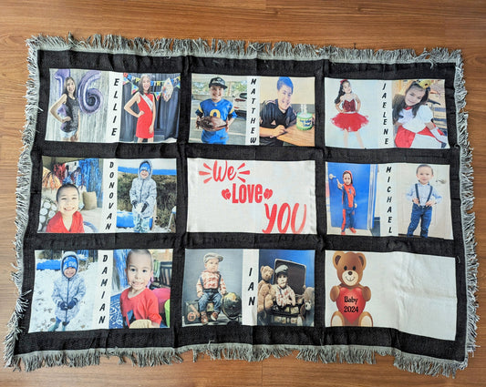 Throw Blanket 9-Photo Panel WOVEN