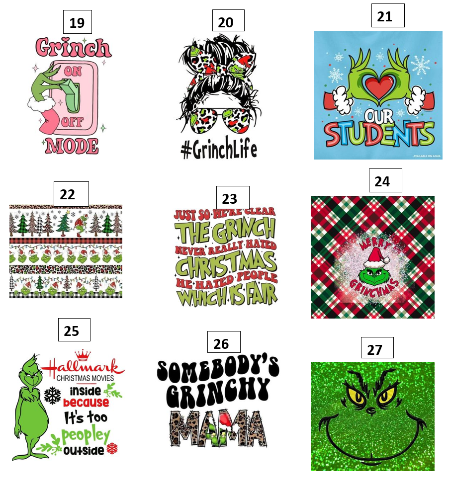 Grinch Tumbler selection