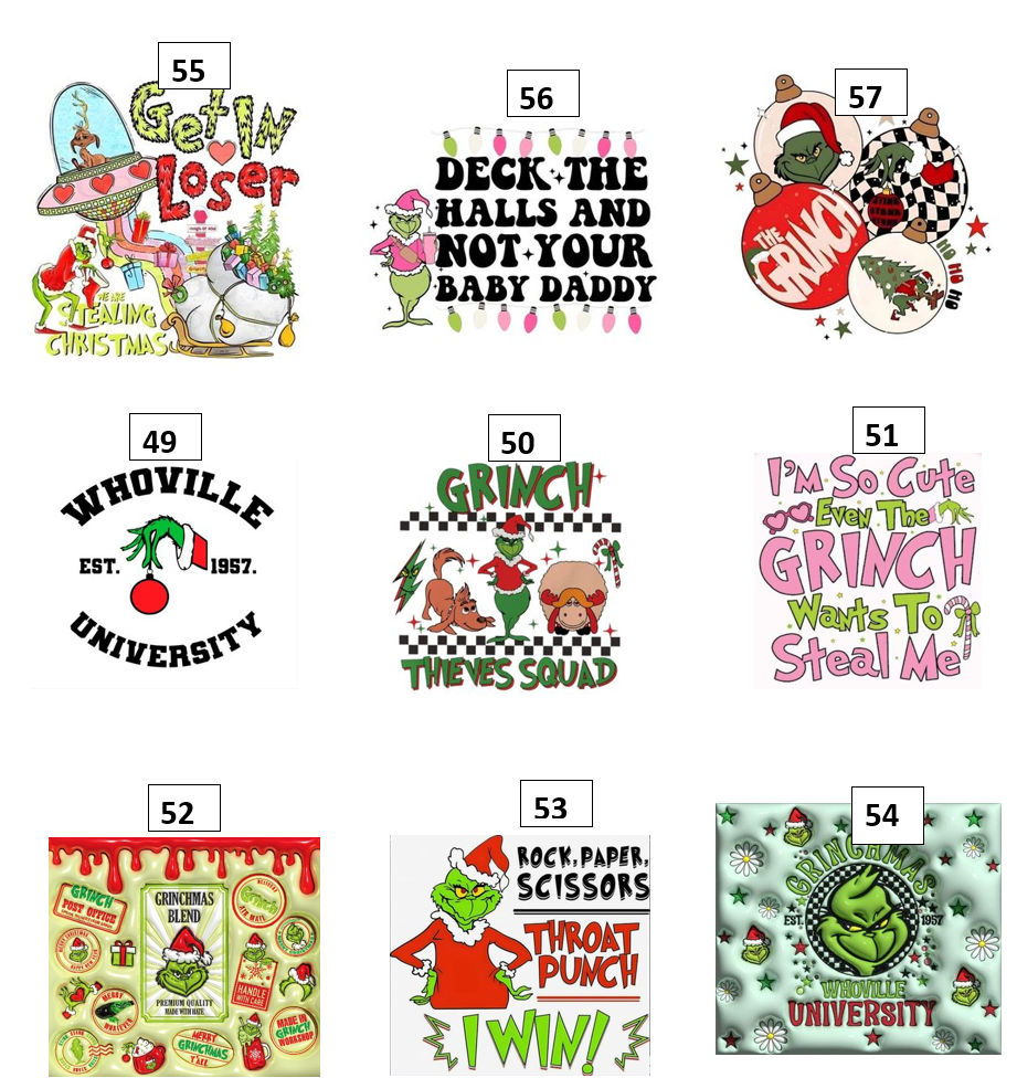 Grinch Tumbler selection