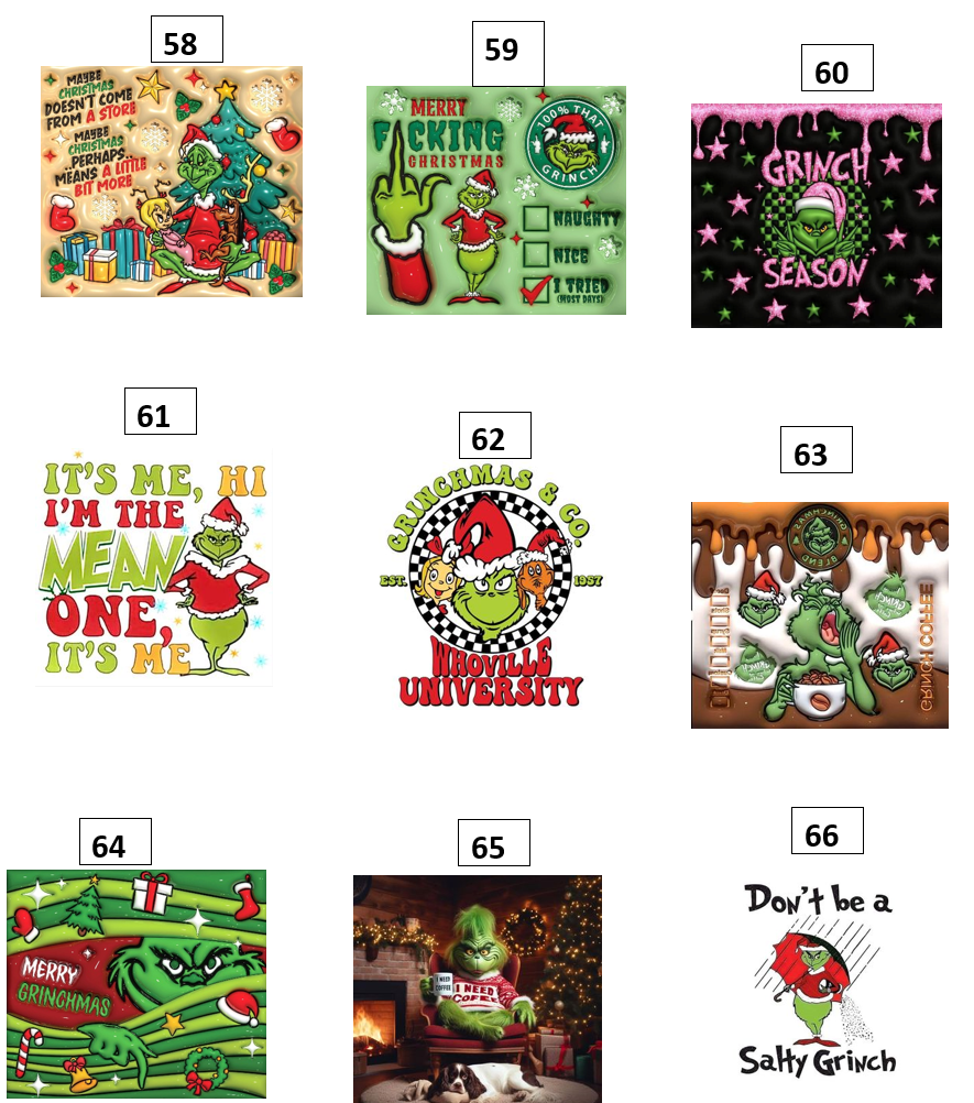 Grinch Tumbler selection